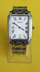 vintage Seiko quartz tank shape V739-5B40 roman numerals wristwatch for men's | WatchCharts Marketplace