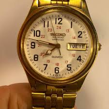 Sold at Auction: Seiko Railroad Approved Watch Vintage Day Date 7N43-8A39 Mens Quartz Japan Gold
