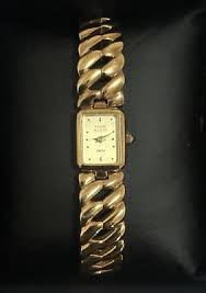 Vintage Anne Klein Rectangular Face Gold Tone Bengal Style ...