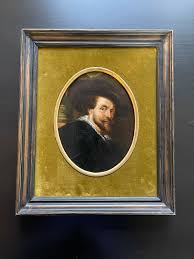 Beautiful Portrait Gentleman Oval Painting Man In Hat Frame ...