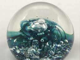 Antique Signed Selkirk Glass Art Paperweight – 2000 Handcrafted Sculpture in Blue/Green Swirl | Antiques Arena