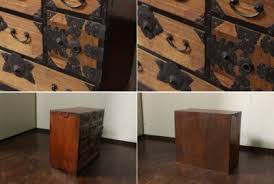 Japanese Chest antique Tansu Dansu Storage Safe Box Wood ...