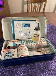 Vtg Sentinel Family First Aid Kit Medical Metal Tin W/Products | eBay