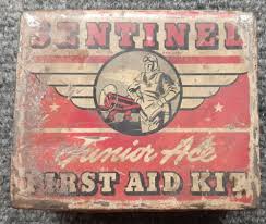 Vintage 1940's Sentinel Junior Ace First Aid Kit Tin Box ...
