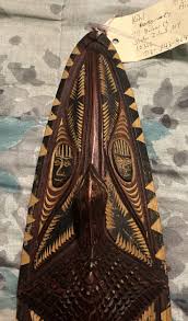 Vtg Tribal Bird Face Mask Hand Carved Wood 3D Folk Art Wall ...