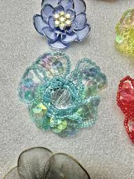 Lot of 7 Beaded & Wire Flower Appliqués.. Multi Color ...