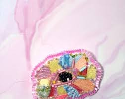 Embroidered Brooch “flora's Eye” / Original Handmade / Bead ...