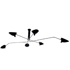 Serge Mouille - Ceiling Lamp with 6 Rotating Arms in Black ...
