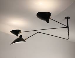 Serge Mouille Ceiling Lamp 2 Fixed Arms 1 Rotating Curved ...