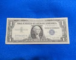 Rare 1957 1 Dollar Blue Seal Silver Certificate, Old U.S. ...