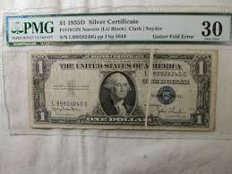 1935D $1 Silver Certificate Gutter Fold Error PMG Very Fine ...