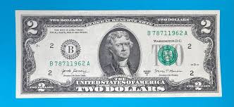 TRAILING YEAR 1962 (B 78711962 A) $2 Two Dollar Bill Serial ...