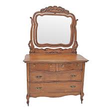 Antique 1900s Tiger Oak Dresser W/ Swivel & Tilt Carved ...