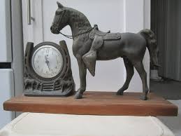 Vintage Spartus Large Horse - Metal Mantel Clock - Works | eBay