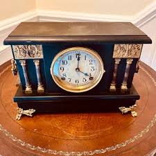 Antique Ansonia Mantel Clock: 1880s Striking 8-day Movement, Etched Glass - Etsy