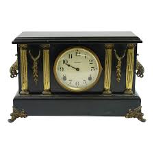 Early 20th Century Mantel Clock Ingraham with Marble & Bronze | Chairish
