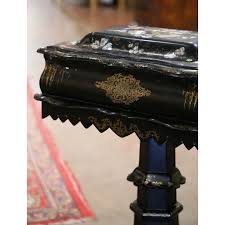 19th Century English Black Lacquered Mother of Pearl Paper Mache . For Sale at Ruby Lane