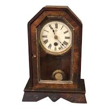 Antique Late 19th Century Wooden Mantle Clock | Chairish