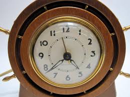 Seth Thomas Nautical Ships Wheel Shelf Wooden Mantel Clock ...