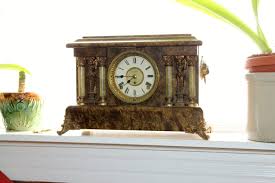 Antique Victorian Mantle Clock Seth Thomas Faux Marble