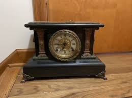 Victorian Antique Mantel Clock, Marble Grain Paint & Lions, Seth Thomas | eBay Australia