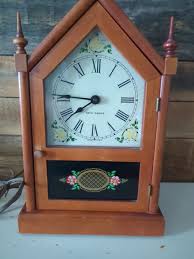 VINTAGE SETH THOMAS CLOCKS CO SHARON 7E WOODEN MANTLE CLOCK ...