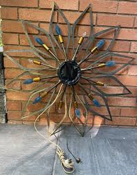 Rare Vintage 50s Westwood Chadwick Brass Metal Starburst Sputnik Clock Mid Century Modern Atomic Era