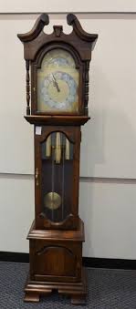 Lot - Hamilton Stained Pine Grandfather Clock, Height: 76 in