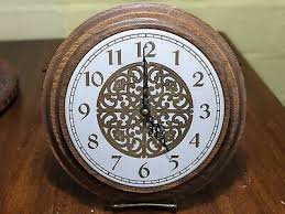 11" Solid Wood Porcelain Faced Wall Clock Gold Accents Numbers and Hands j | eBay