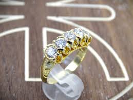 Very Clear Cubic Zirconia 5 Stone Engagement Ring 14kt ...