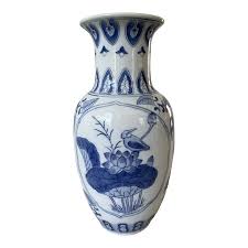 Vintage Blue & White Chinese Ceramic Vase | Chairish