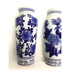 Vintage Cobalt Blue Chinese Half Vase Wall Scones | Chairish