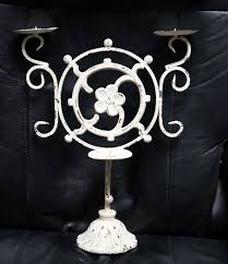 Vintage Heavy Cast Iron Candelabra Double Arm Candle Holder ...