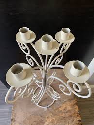 Vintage Metal Candelabra, Painted Steel - Light Mushroom ...