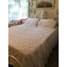 Vintage Shabby Chic Quilted Bedspread With Chiffon Skirt - Etsy India