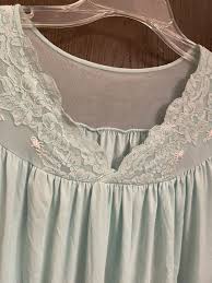 Vtg Shadowline Sz-S Shortsleeve nightgown Seafoam dress lace ...