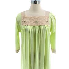 Vintage Radcliffe nylon nightgown size small bright green LS ...