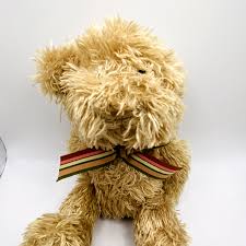 Bath & Body Works Shaggy Tan Teddy Bear 8” w/ Bow Plush Toy ...