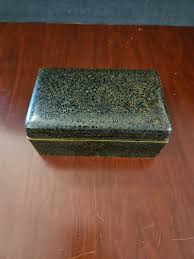 ANTIQUE CHINESE CLOISONNE BLACK ENAMEL BOX WITH WOOD INSERT ...