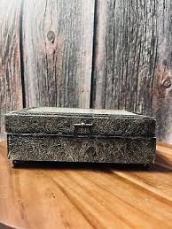 Antique VTG Wooden Jewelry Box With Dresden Style Flowers ...