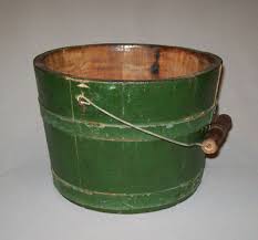 Antique Vtg 19th C 1890s Wooden Staved Bucket Original Green ...