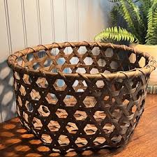Antique 14" Wide French Splint, Shaker Hexagonal Basket ...