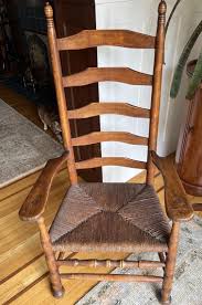 Antique Shaker Hickory Ladder Back Arm Chair with Rush Seat ...