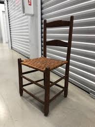Antique Ladder Back Petite Side Chair With Woven Seat | Chairish