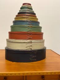 Nest of 12 Shaker Button Boxes by J. Lesher - Shaker Shoppe