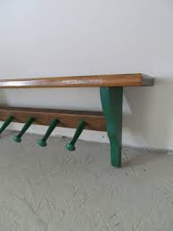 24" Pine Wood Wall Shelf 5 Peg Brown & Green | eBay