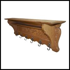 Carved Oak Wall Mounted Coat Rack with Shelves. For Sale at ...