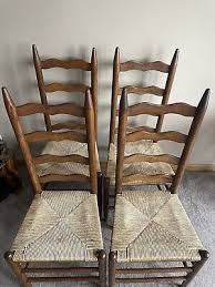 4 Antique Ladder Back Wicker Chairs | eBay
