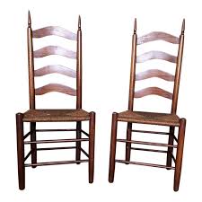 19th Century Pair of Antique American Primitive Shaker Style Rush Seat Side Chairs | Chairish