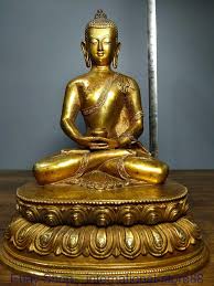 11.2" Old Chinese Copper Gilt Buddhism Shakyamuni Amitabha ...